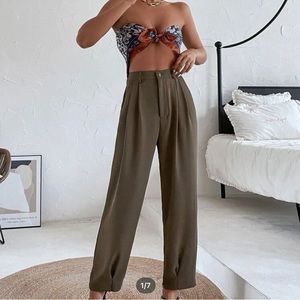 Fold pleated pocket pants
